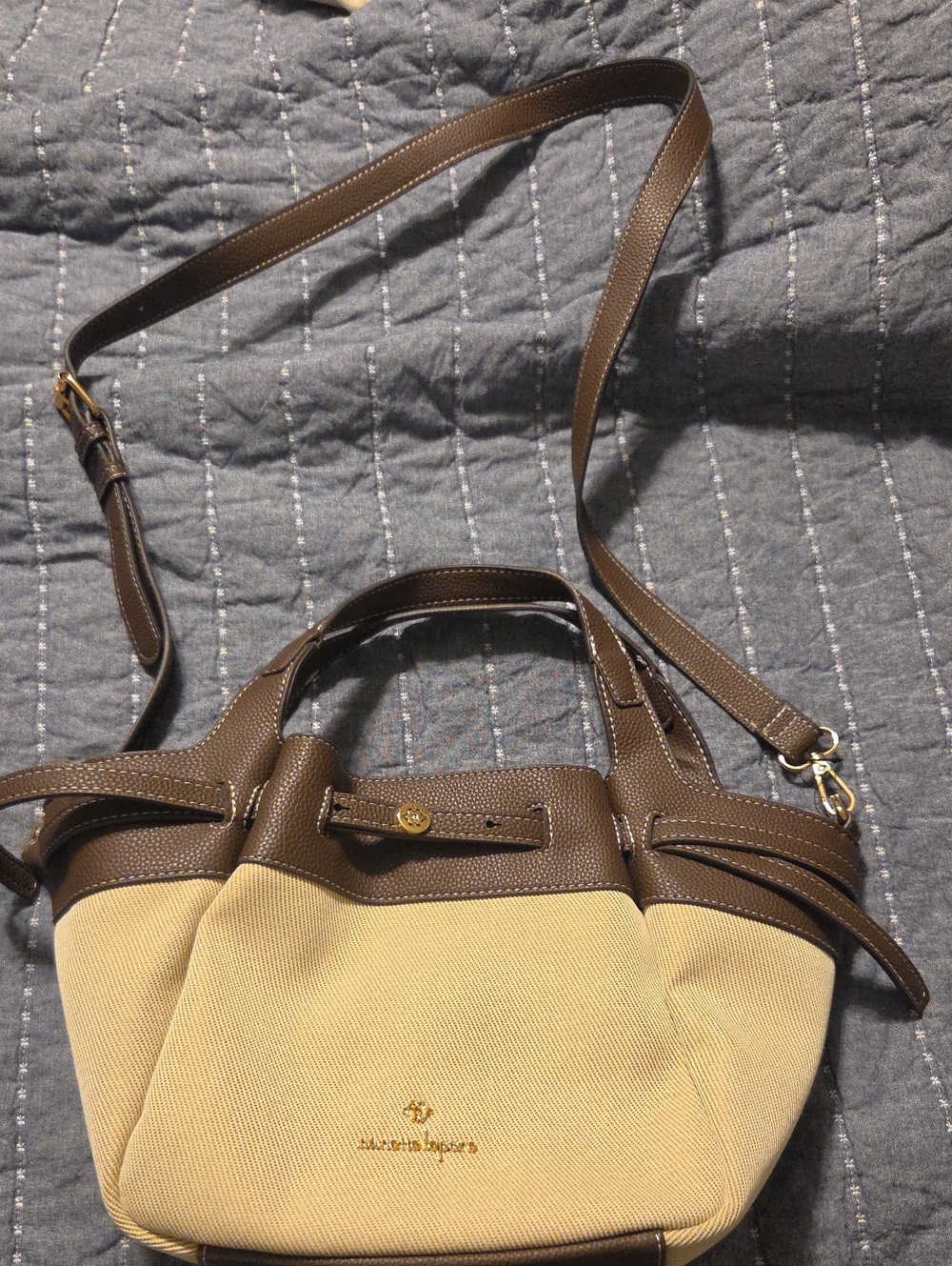 Nanette Lepor Brown & Cream Canvas Shoulder Crossbody Bag